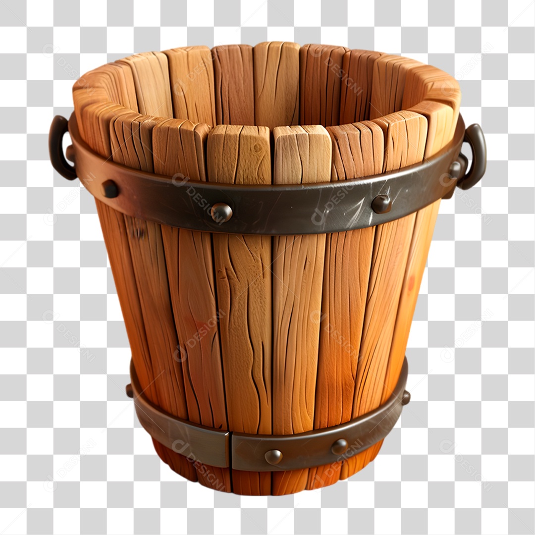 Balde de Madeira PNG Transparente