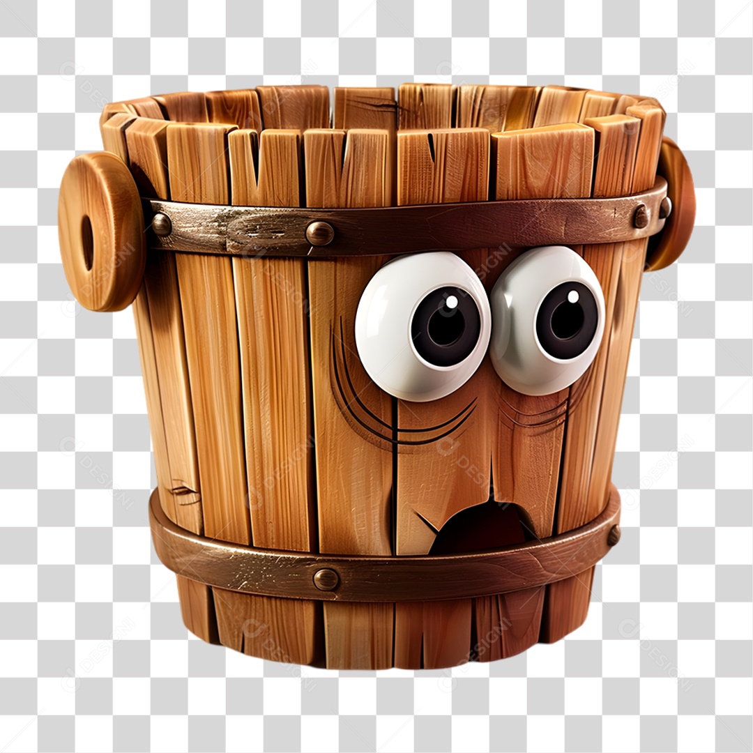 Balde de Madeira PNG Transparente
