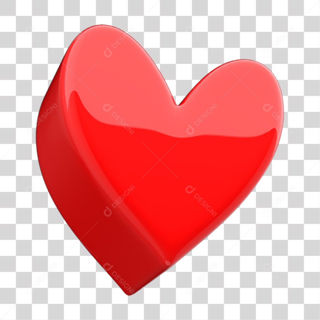 Elemento 3D Coração PNG Transparente
