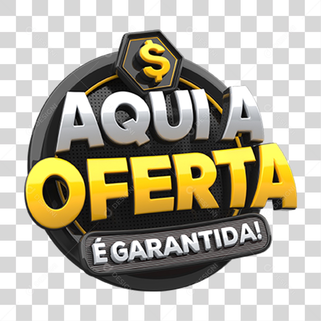 Selo 3D Aqui a Oferta é Garantida PNG Transparente