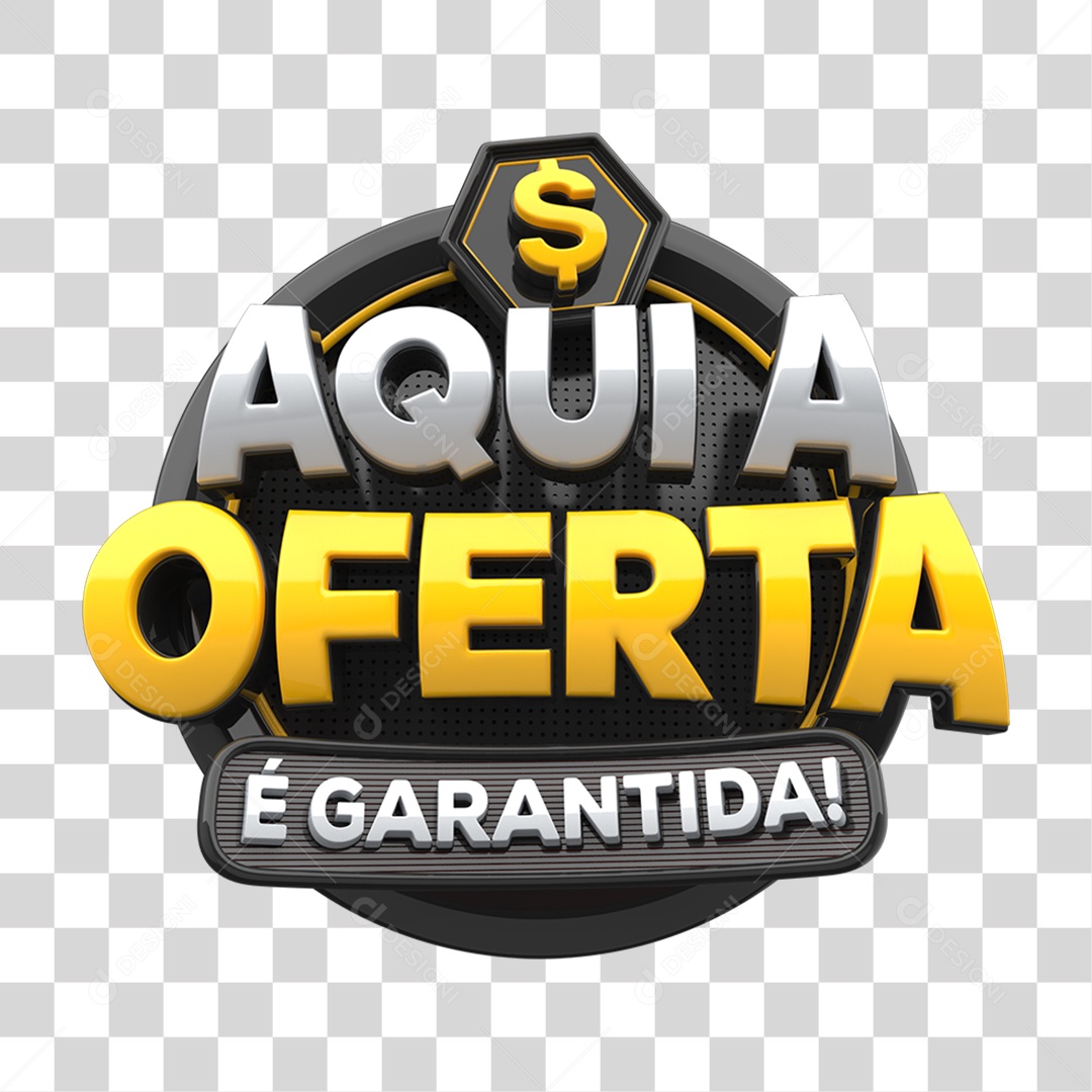 Selo 3D Aqui a Oferta é Garantida PNG Transparente