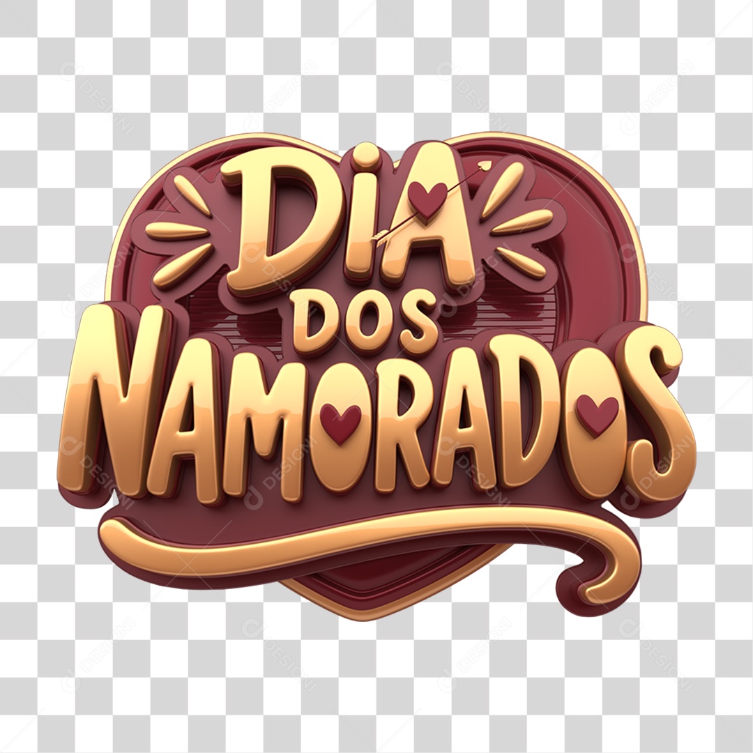 Selo 3D Dia dos Namorados PNG Transparente