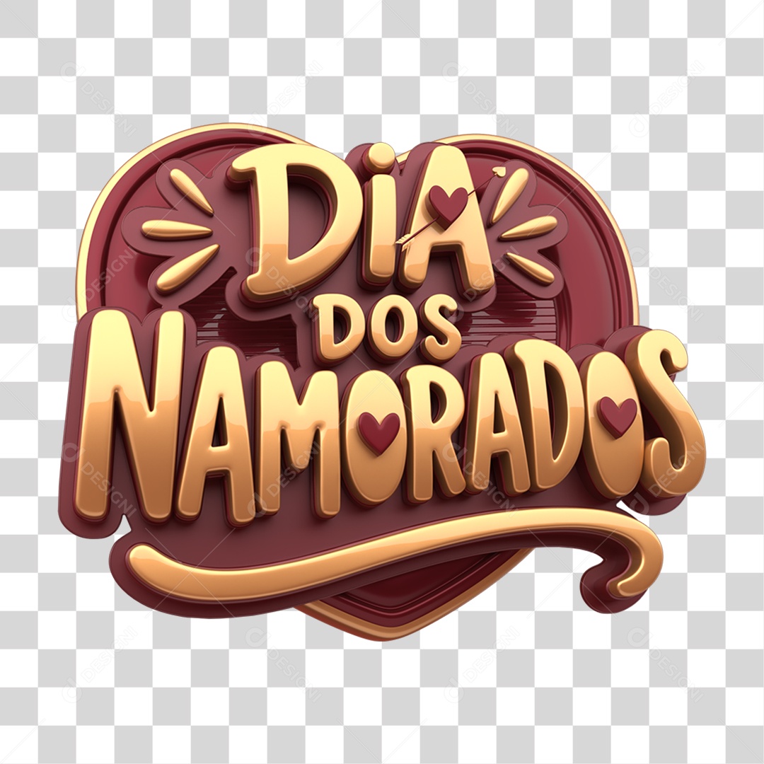 Selo 3D Dia dos Namorados PNG Transparente