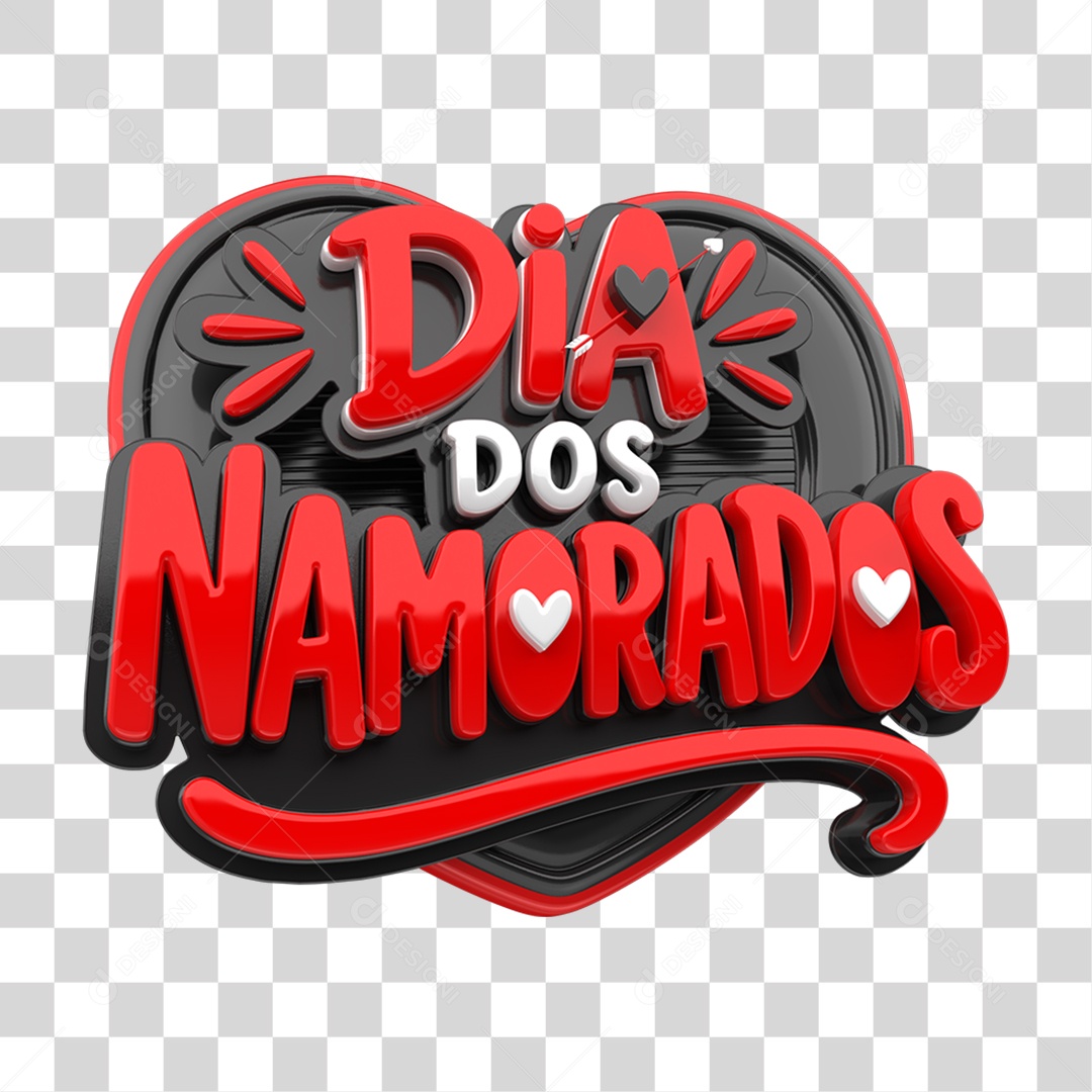 Selo 3D Dia dos Namorados PNG Transparente