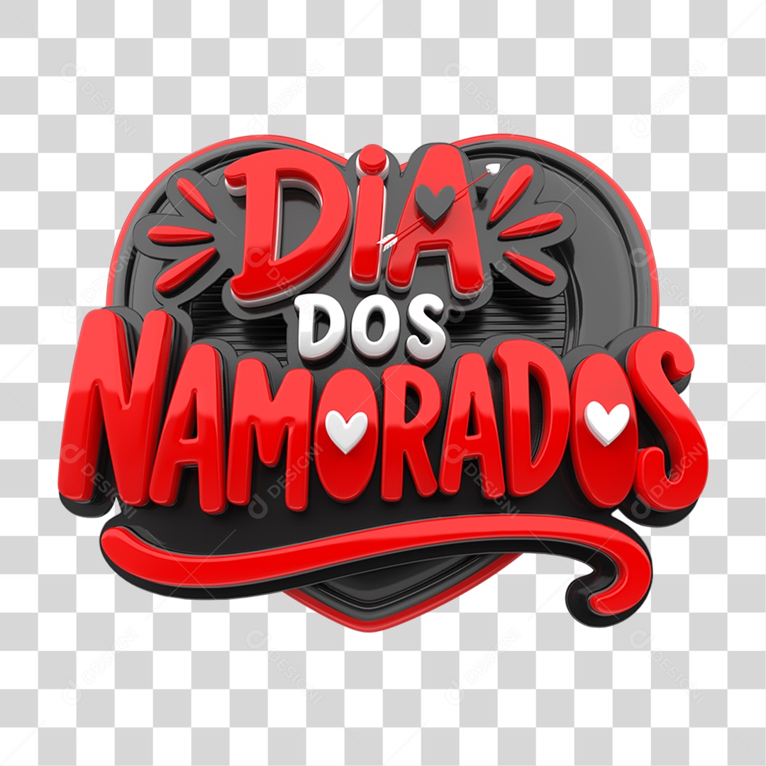 Selo 3D Dia dos Namorados PNG Transparente