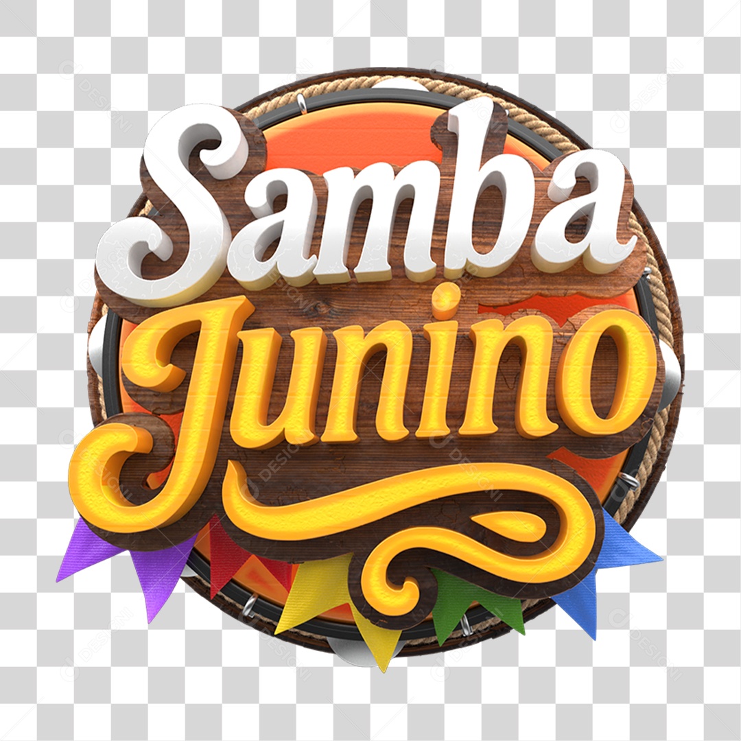 Selo 3D Samba Junino PNG Transparente