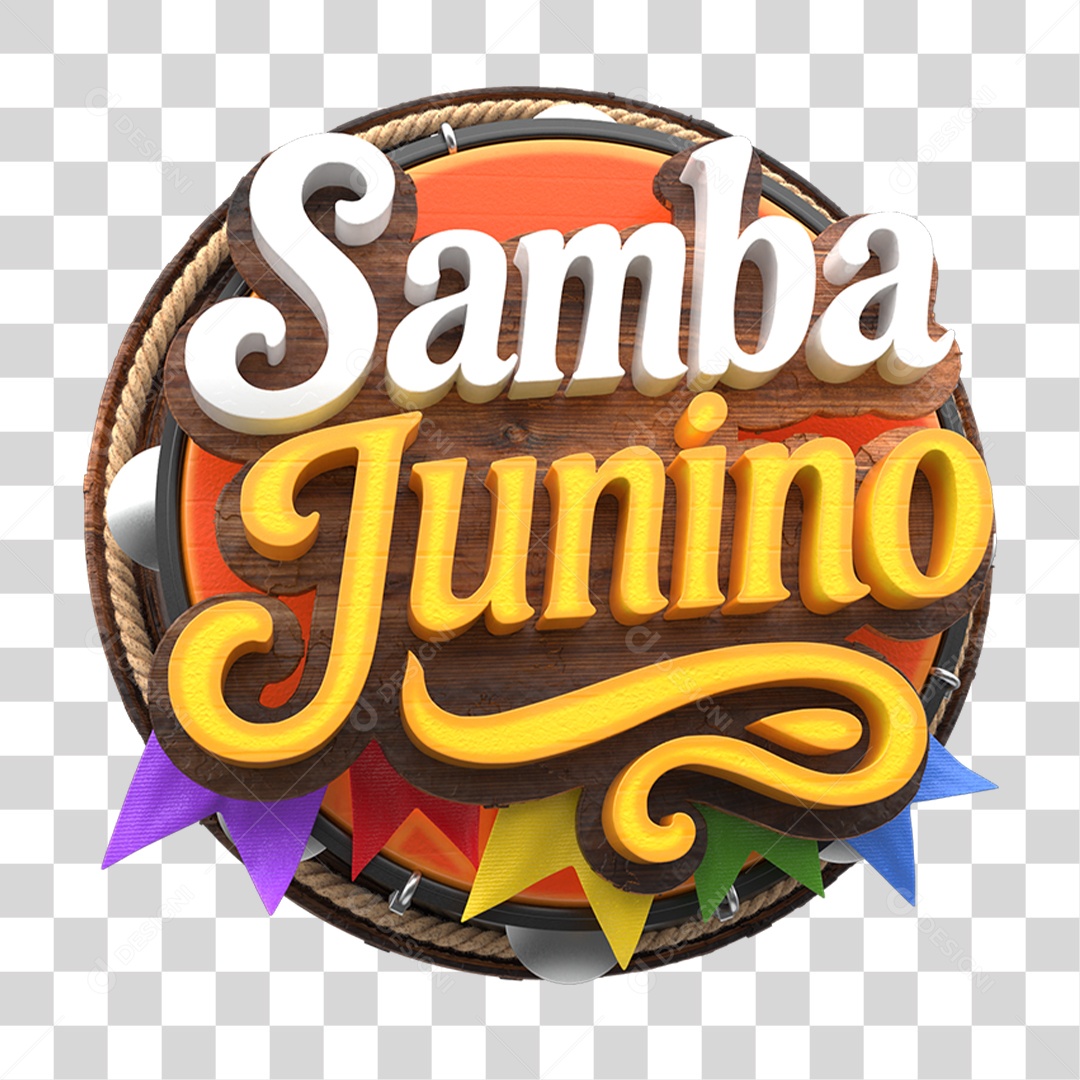 Selo 3D Samba Junino PNG Transparente