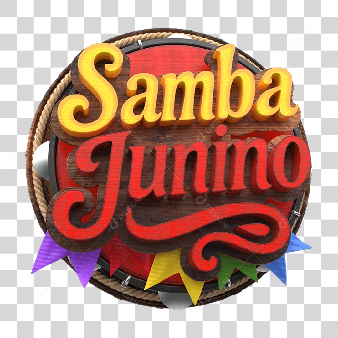 Selo 3D Samba Junino PNG Transparente