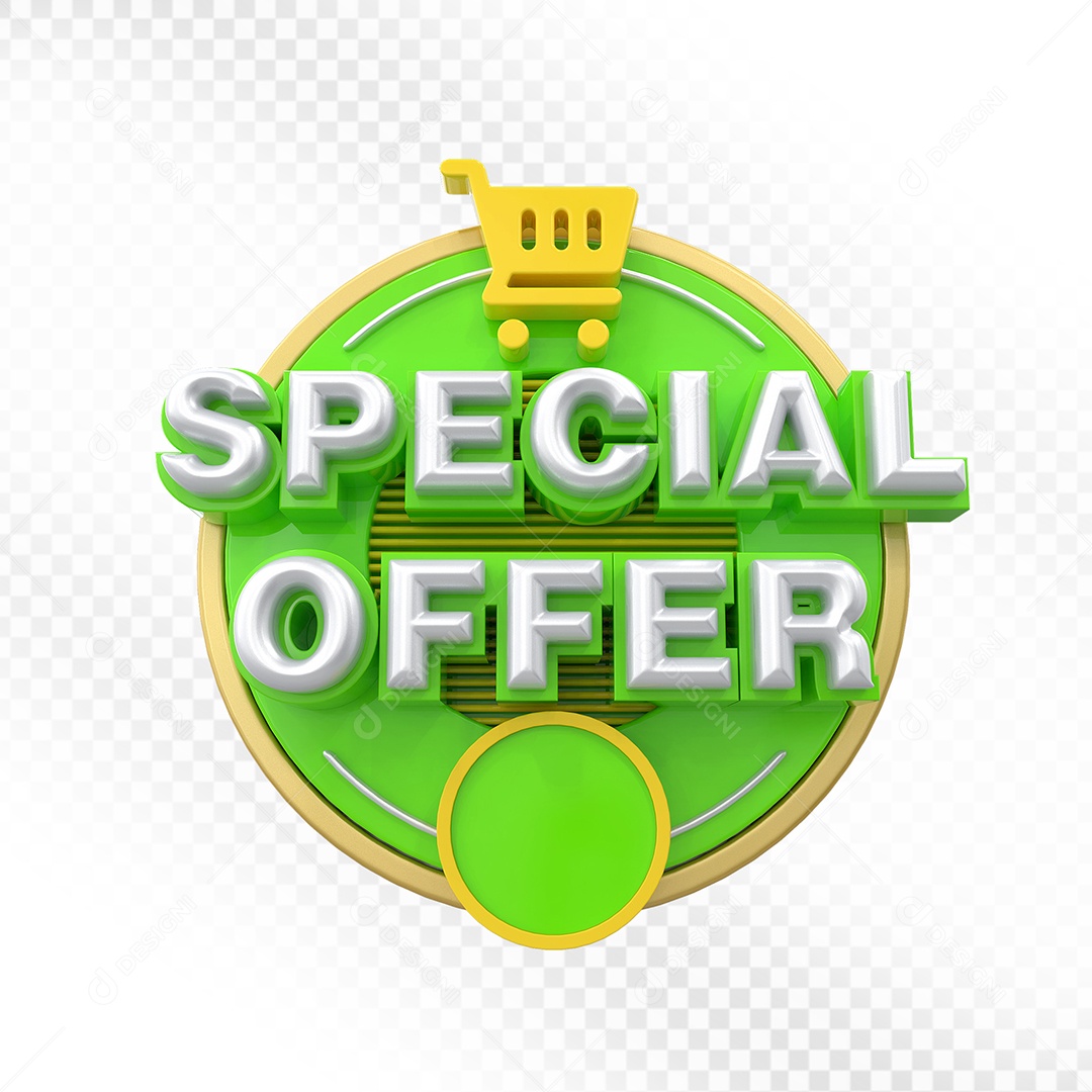 Selo 3D Verde Special Offer Para Composição PSD