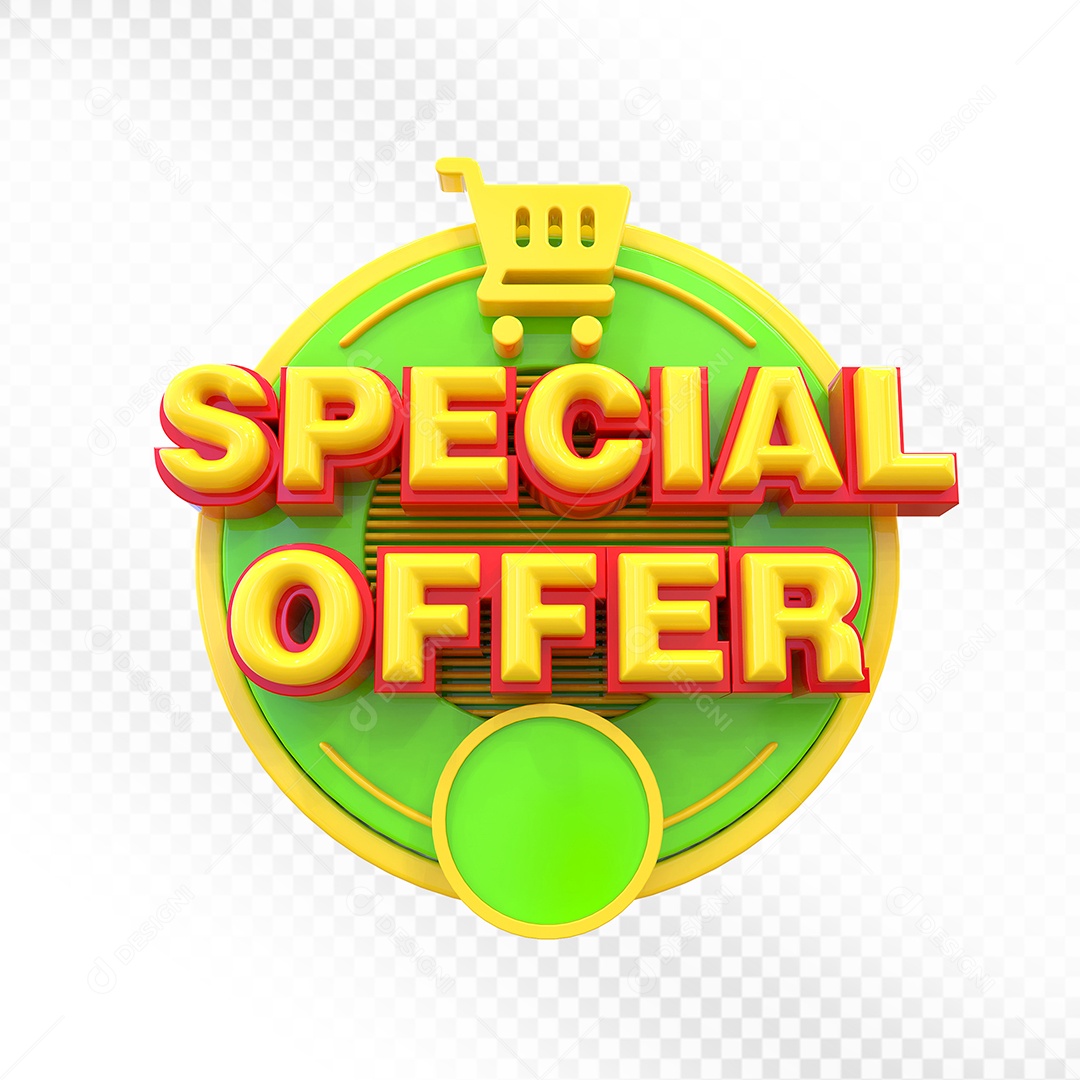 Selo 3D Verde Special Offer Para Composição PSD