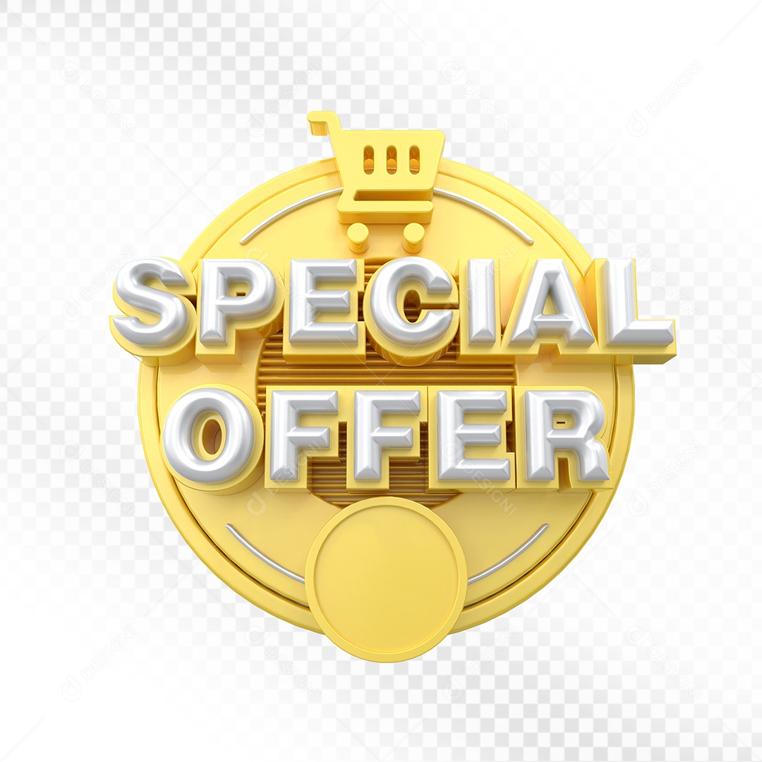 Selo 3D Amarelo Special Offer Para Composição PSD