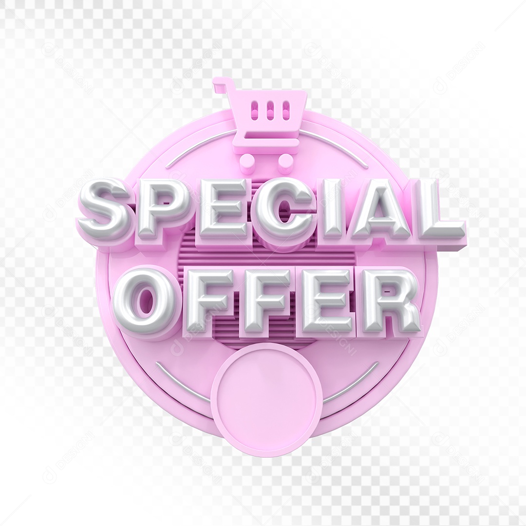 Selo 3D Rosa Special Offer Para Composição PSD