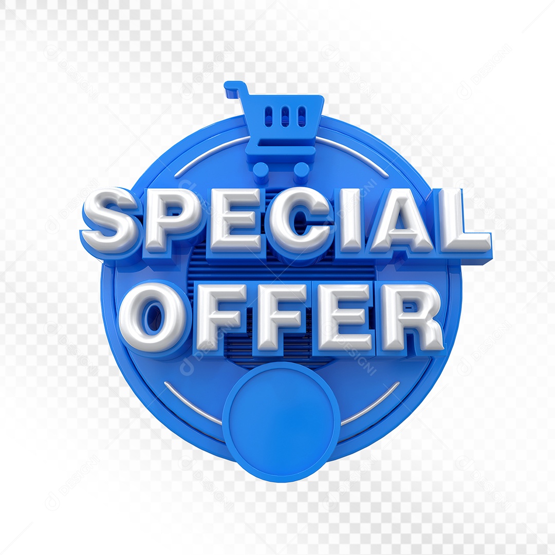 Selo 3D Azul Special Offer Para Composição PSD