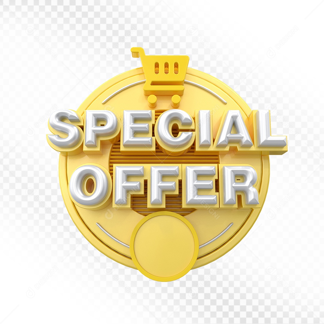 Selo 3D Amarelo Special Offer Para Composição PSD