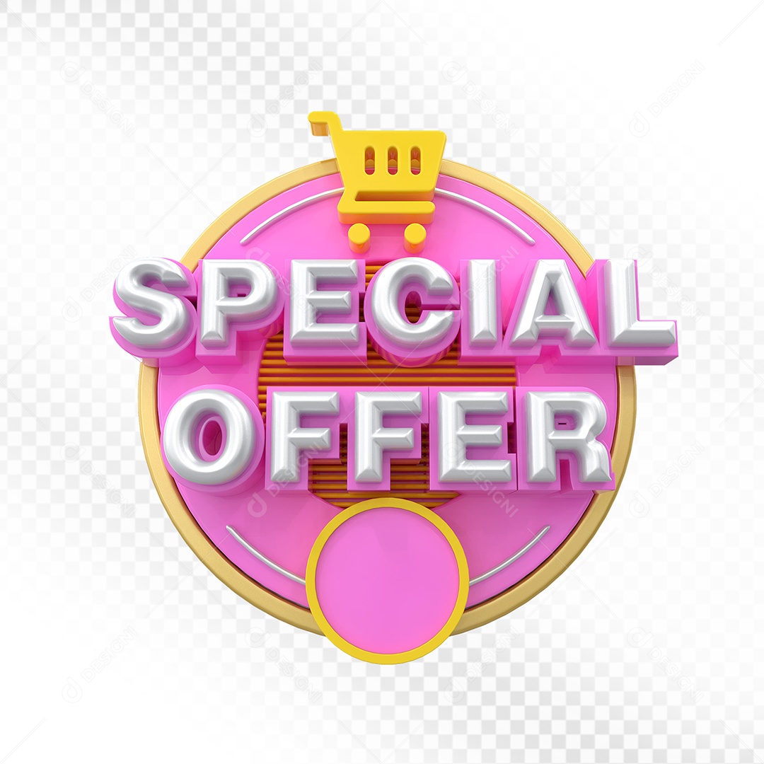 Selo 3D Rosa Special Offer Para Composição PSD