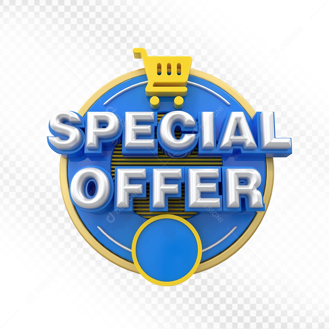 Selo 3D Azul Special Offer Para Composição PSD