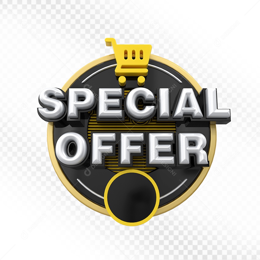 Selo 3D Preto Special Offer Para Composição PSD