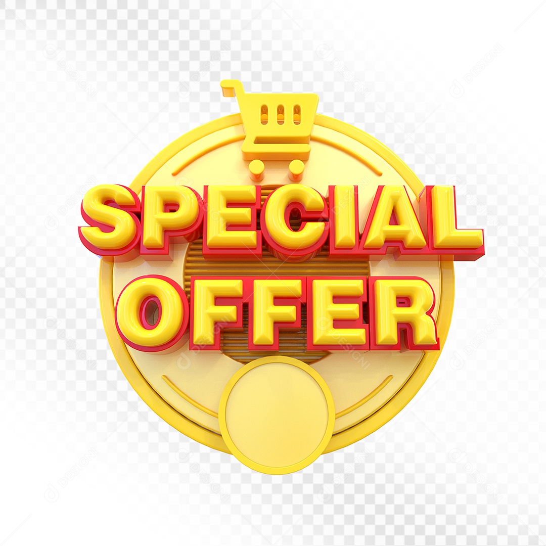Selo 3D Amarelo Special Offer Para Composição PSD