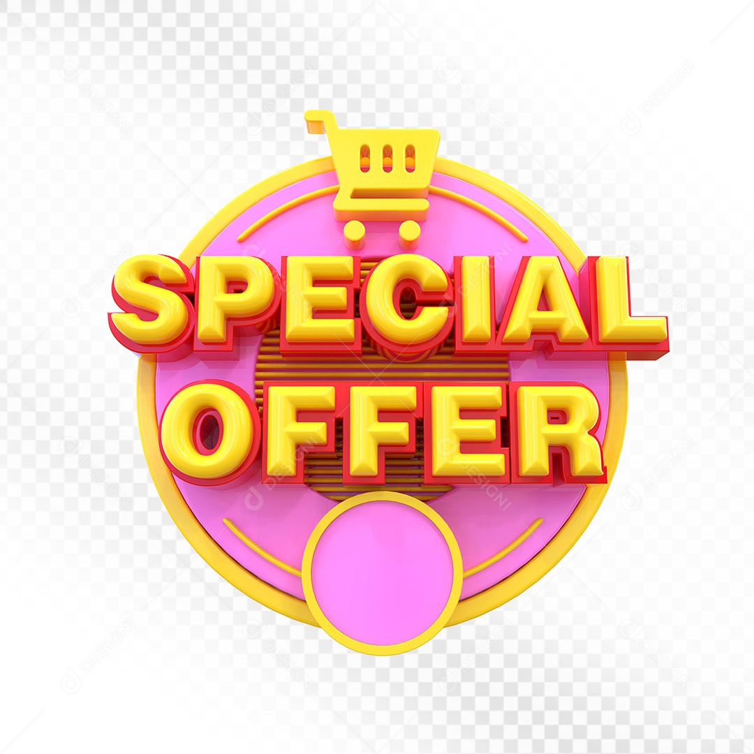 Selo 3D Rosa Special Offer Para Composição PSD