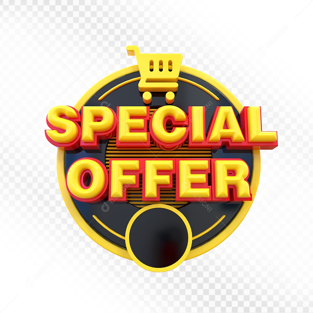 Selo 3D Amarelo Special Offer Para Composição PSD