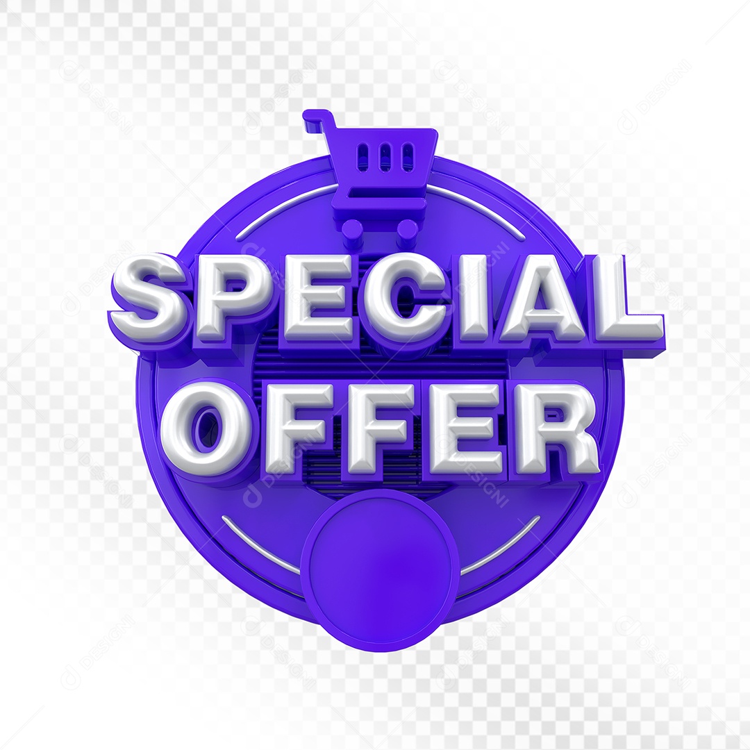 Selo 3D Azul Special Offer Para Composição PSD