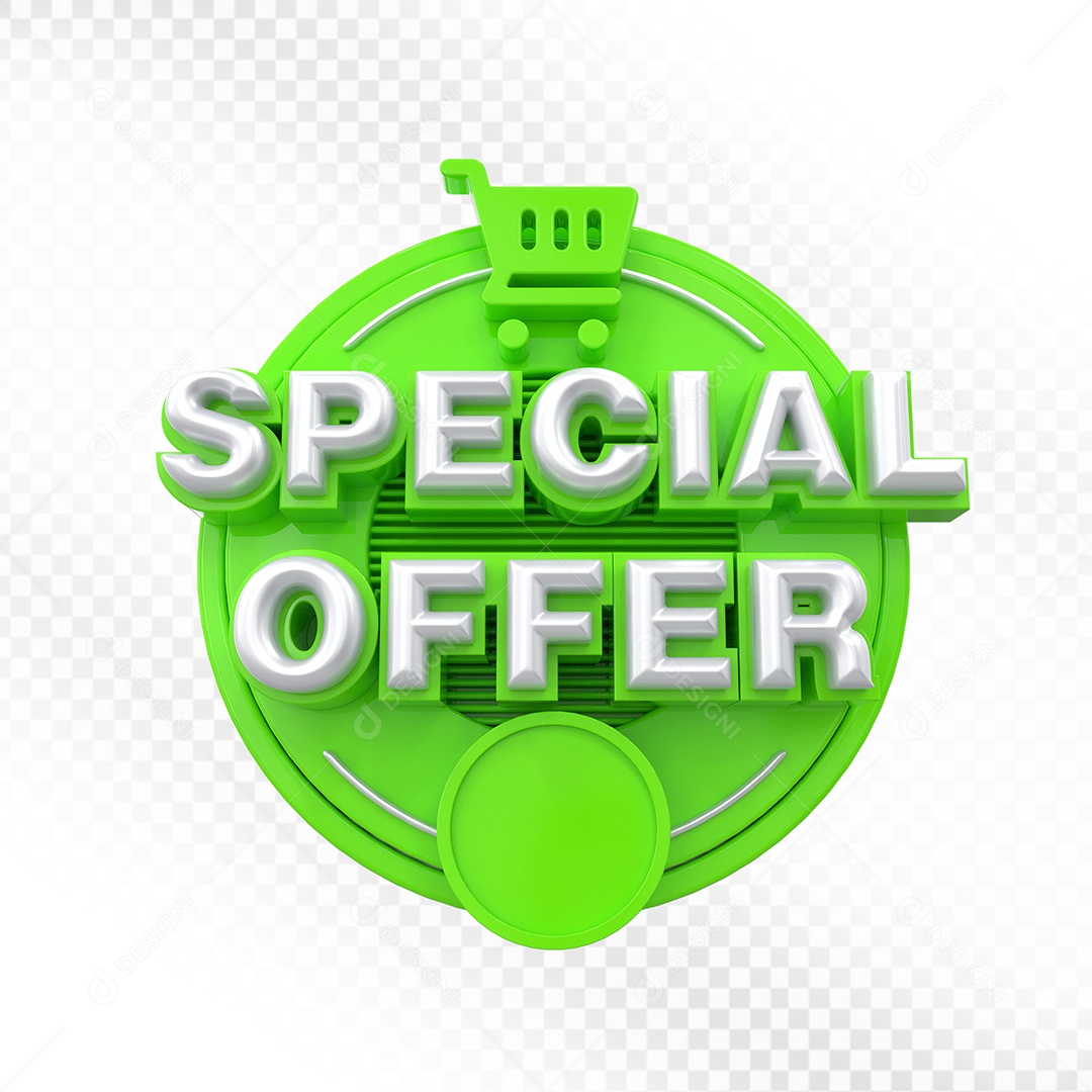 Selo 3D Verde Special Offer Para Composição PSD