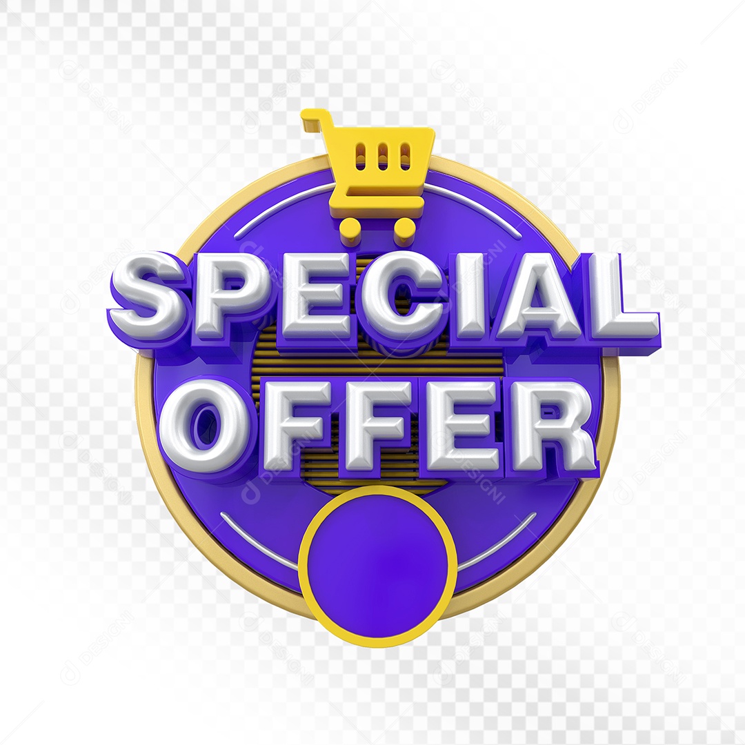 Selo 3D Azul Special Offer Para Composição PSD