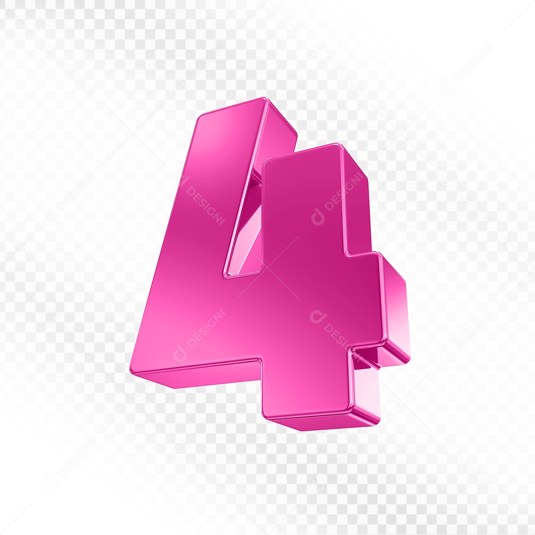 Elemento 3D Número 9 Rosa para Composição PSD