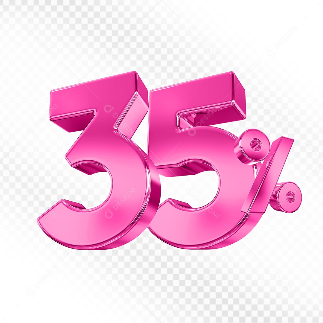 Elemento 3D Número 35% Rosa para Composição PSD