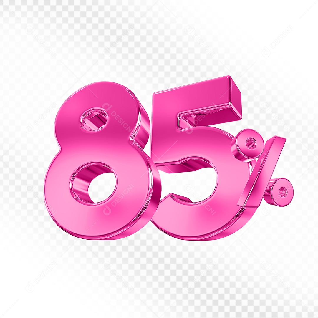 Elemento 3D Número 85% Rosa para Composição PSD