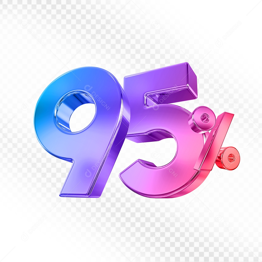 Elemento 3D Número 95% Colorido para Composição PSD