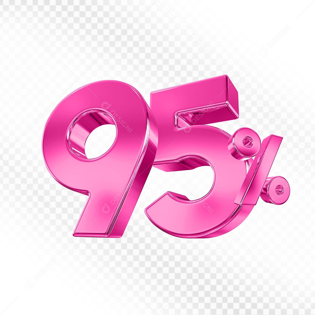 Elemento 3D Número 95% Rosa para Composição PSD