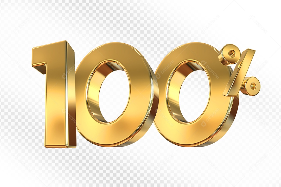 Elemento 3D Número 100% Dourado para Composição PSD