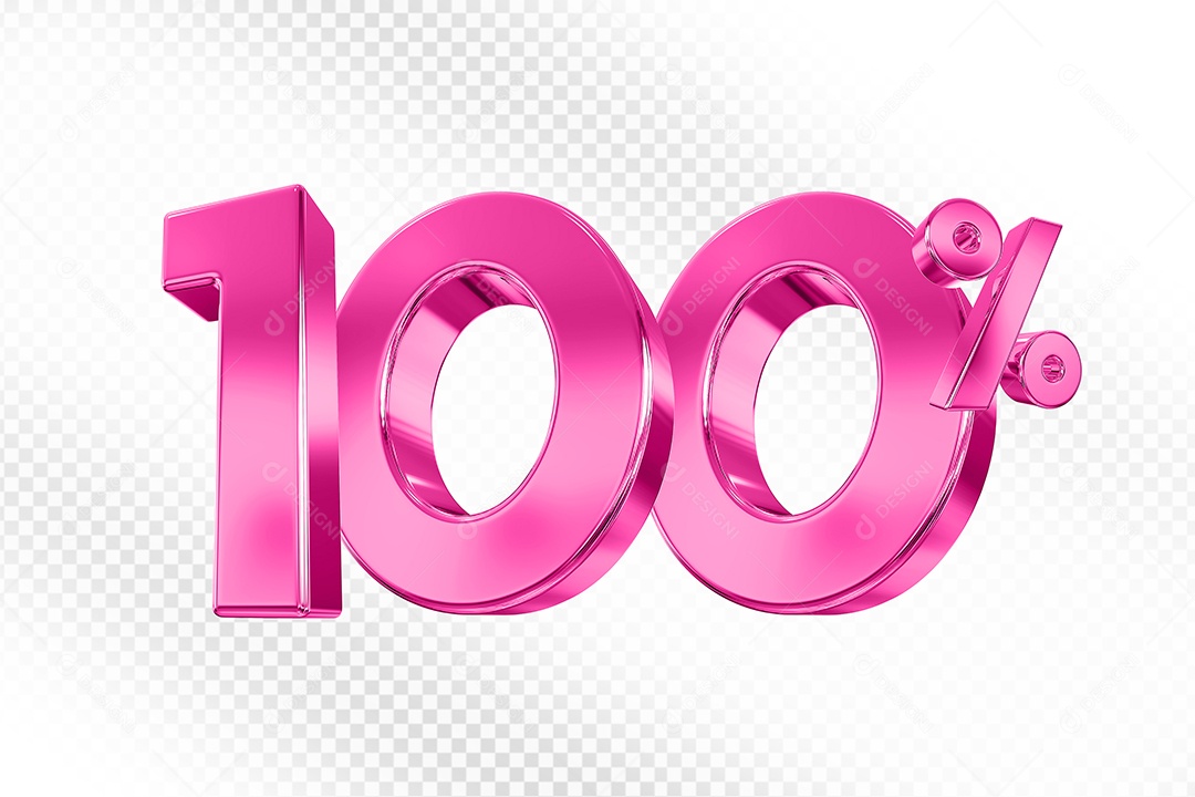 Elemento 3D Número 100% Rosa para Composição PSD