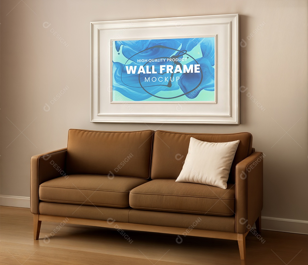 Mockup Quadro Em Sala de Estar PSD Editável