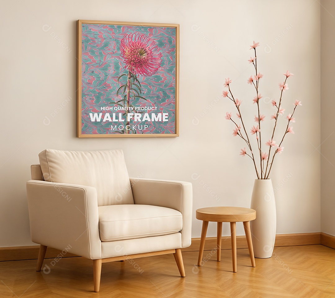 Mockup Quadro Em Sala de Estar PSD Editável