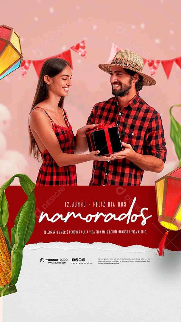 Story Feliz Dia dos Namorados 12 de junho Social Media PSD Editável