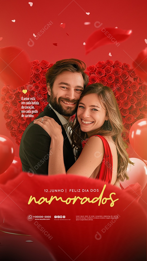 Story Feliz Dia dos Namorados 12 de junho Social Media PSD Editável