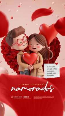 Story Feliz Dia dos Namorados 12 de junho Social Media PSD Editável