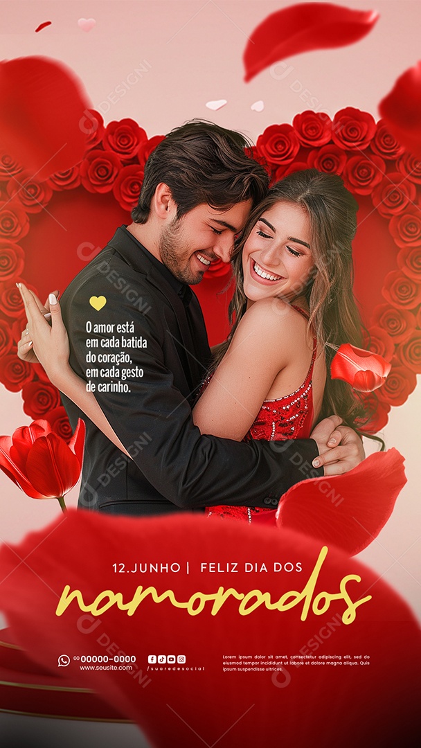 Story Feliz Dia dos Namorados 12 de junho Social Media PSD Editável
