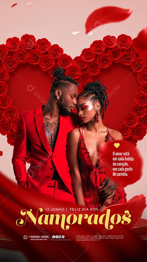 Story Feliz Dia dos Namorados 12 de junho Social Media PSD Editável