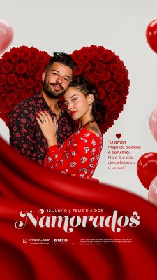 Story Feliz Dia dos Namorados 12 de junho Social Media PSD Editável