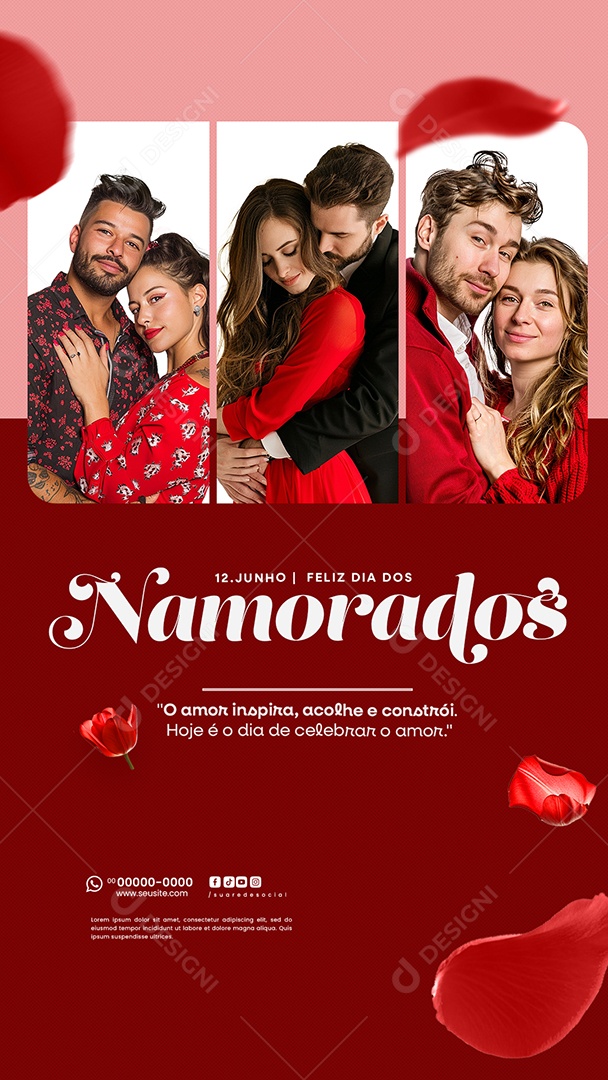 Story Feliz Dia dos Namorados 12 de junho Social Media PSD Editável