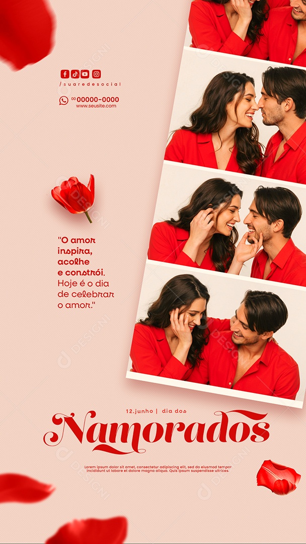 Story Feliz Dia dos Namorados 12 de junho Social Media PSD Editável