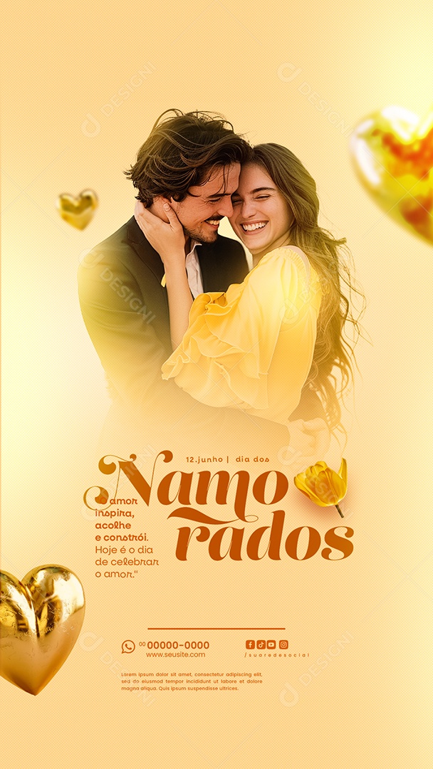 Story Feliz Dia dos Namorados 12 de junho Social Media PSD Editável