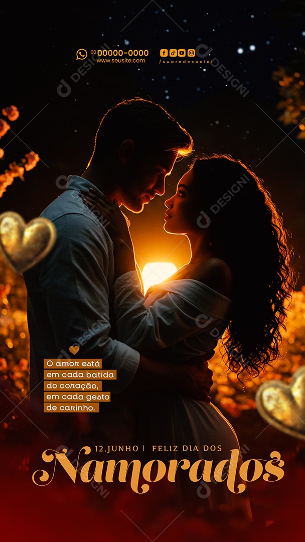 Story Feliz Dia dos Namorados 12 de junho Social Media PSD Editável