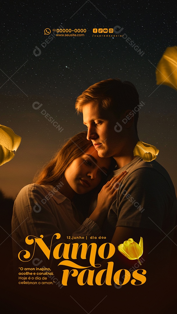 Story Feliz Dia dos Namorados 12 de junho Social Media PSD Editável