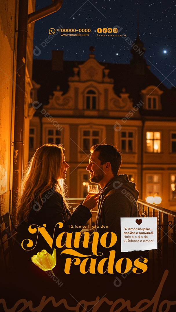 Story Feliz Dia dos Namorados 12 de junho Social Media PSD Editável