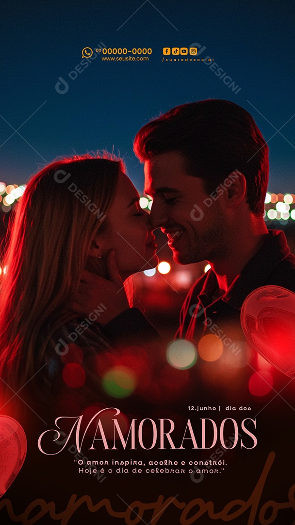 Story Feliz Dia dos Namorados 12 de junho Social Media PSD Editável