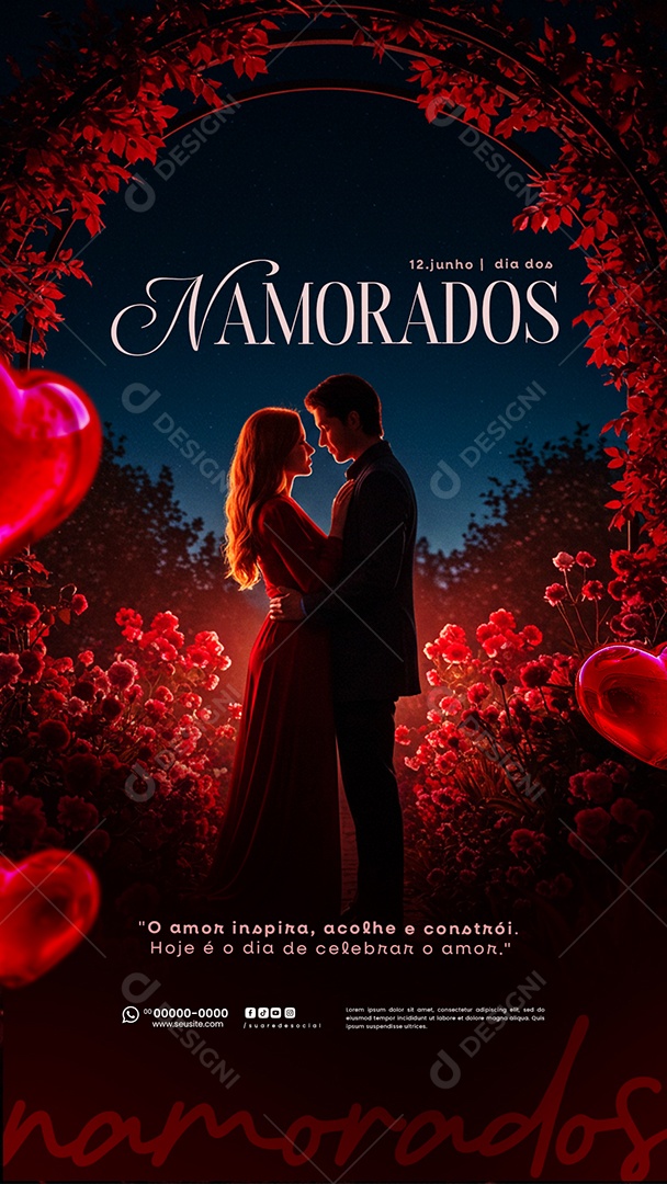 Story Feliz Dia dos Namorados 12 de junho Social Media PSD Editável